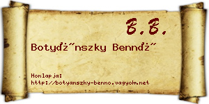 Botyánszky Bennó névjegykártya